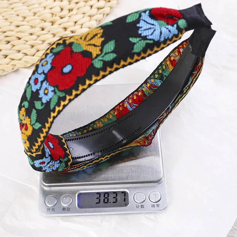 Обруч для волос LEVAO с вышивкой и узлом повязка на голову тюрбан атласный