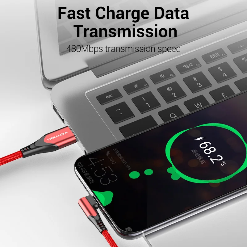 Кабель Vention USB Type-C для Samsung S10 Xiaomi mi9 10 pro 90 градусов | Мобильные телефоны и