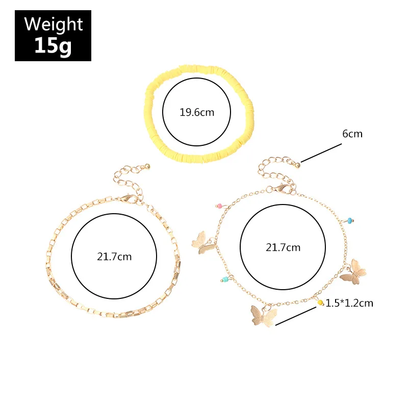 Ножные браслеты в богемном стиле для женщин анклеты золотого цвета с бабочками