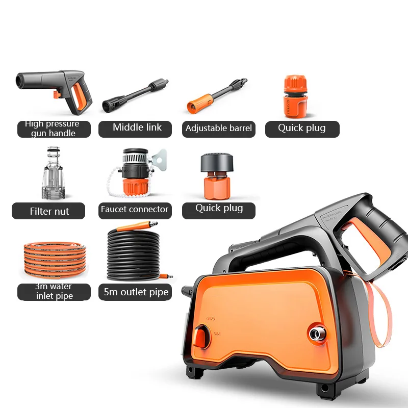 

High Pressure Washer Portable Car Water Gun Washing Machine 220V/1200W Drainage Pump Water Gun Cleaning Machine
