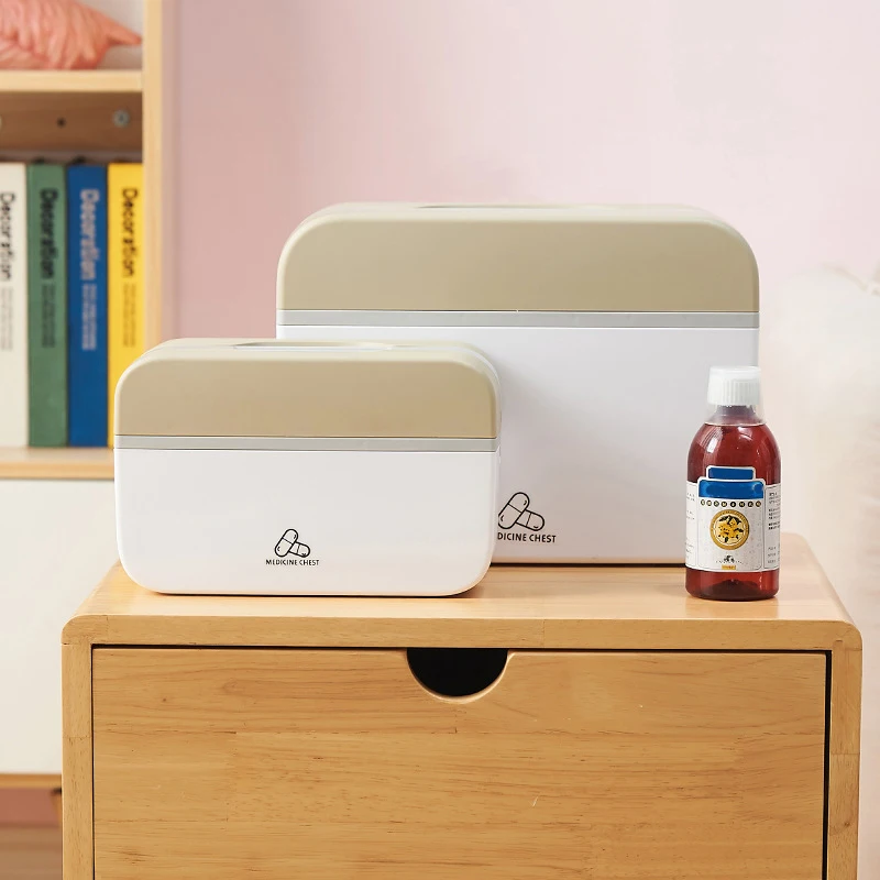 

2 Layers First Aid Box with Handle Lockable Medicine Emergency Kit Multifunctional Storage Case for Home Office AUG889