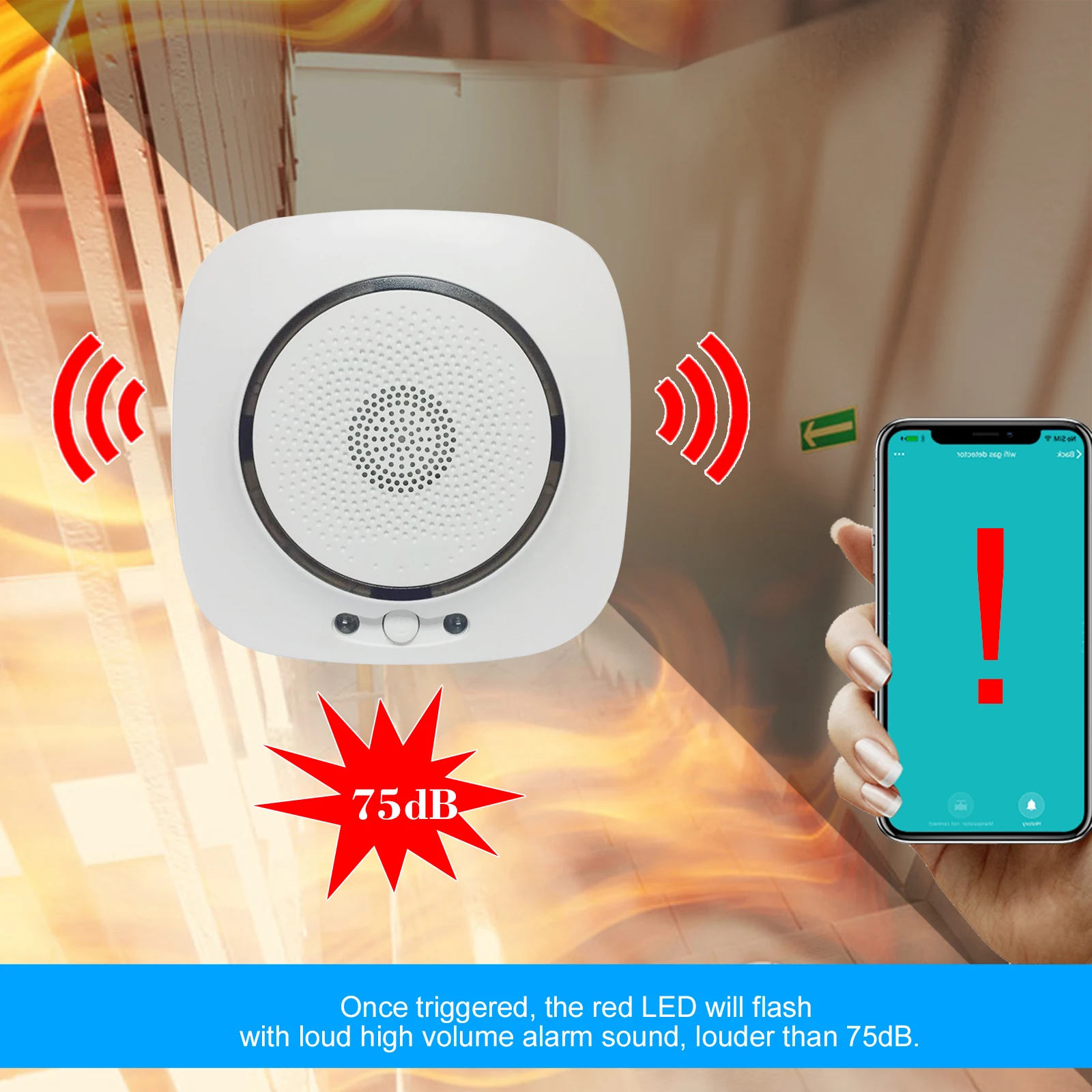 Детектор Утечки горючего газа Smart Life Tuya Wi-Fi сетевой детектор утечки природного