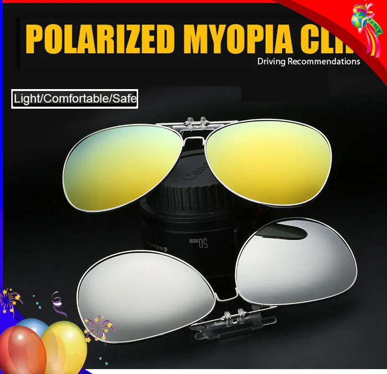 

Retro Pilot Sunglasses Clip Men Polarized Sunglass Clip On Prescription Glasses Frame Lightweight Women Car Driver Accessories