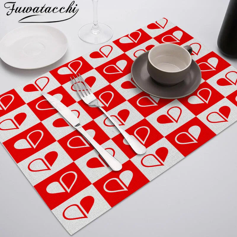 Многоразовые столовые салфетки с геометрическим сердцем Fuwatacchi кухонные приборы