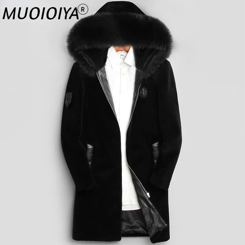 

Мужское пальто с капюшоном и воротником из лисьего меха, Gxy874