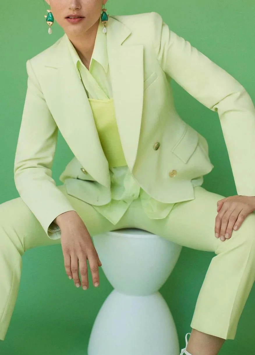 

Women Suit and Ankle Length Pant Autumn 2021 New Fashion Blazer Capris Office Lady 2 Pieces Set