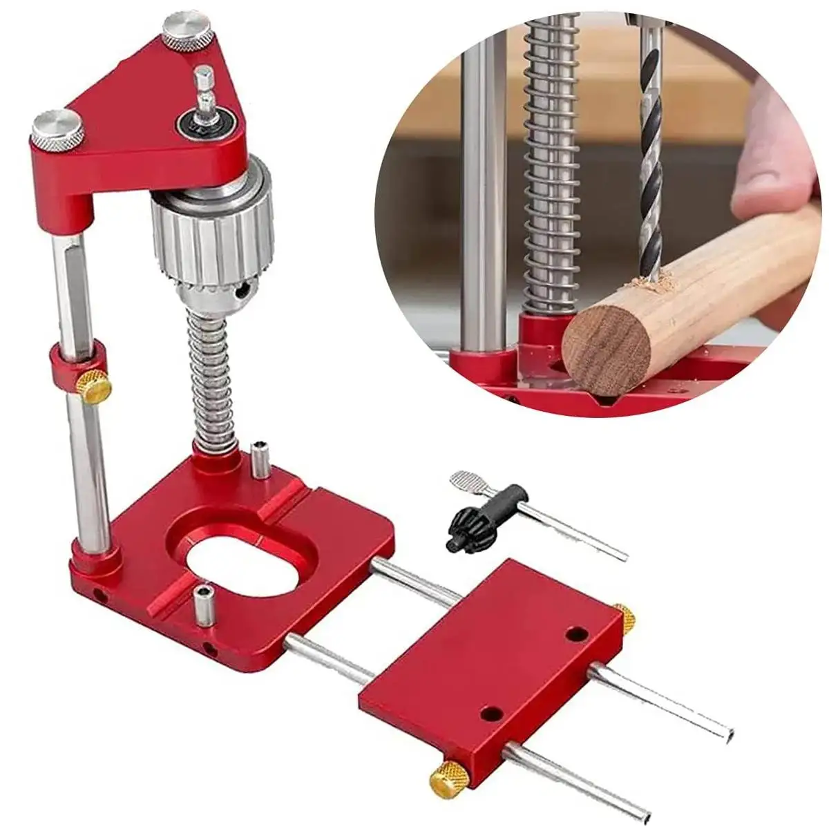 

Woodworking Drill Locator Convenient Labor Saving Alloy Steel Woodworking Drill Bit Template Auto-line Drill Guide Hand Tools