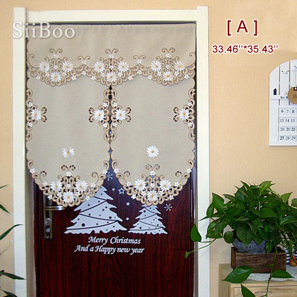 Пасторальный стиль хаки белый цветочный Вышивка готовая дверь занавес