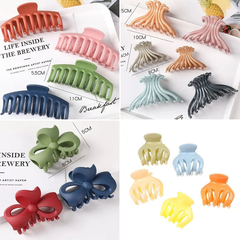 

Новые корейские однотонные большие заколки для волос несколько стилей акриловые заколки для волос с цветами заколки для волос женские голо...