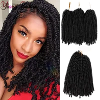 yinmei baibian 8inch ombre spring twist hair crochet braids synthetic extensions 30roots black brown color crochet braiding hair