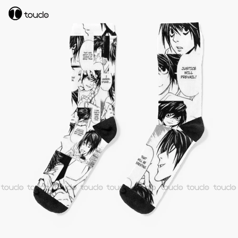 

L Lawliet Deathnote Anime Weeb Collage Death Note Socks Youth Christmas Gift Custom Unisex Adult Teen Youth Socks Women Men