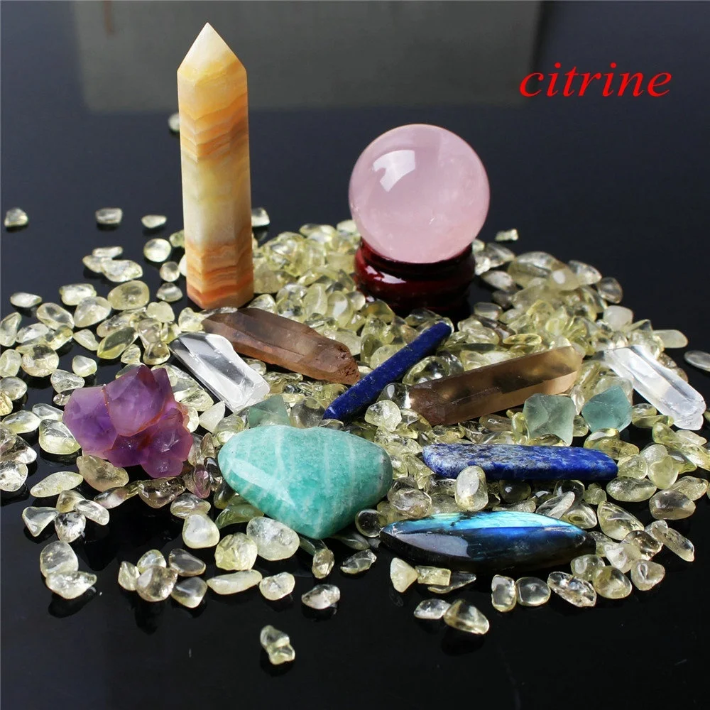 Citrine 1 комплект много смешанных натуральных кристаллов обелиска шариковая палочка сердце гравий минералы образец рейки целебная домашняя декоративная статуэтка - Цвет: Citrine