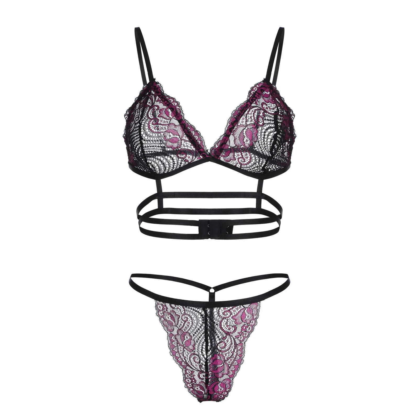 

Women's Underwear Sexy Lingerie Lace Bra Underwear Sleepwear G-string Pajamas Thong Lingerie Set Plus Size S-4XL