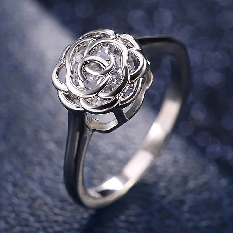 Женское Обручальное кольцо с крупным фианитом фианитом|Кольца для помолвки| |