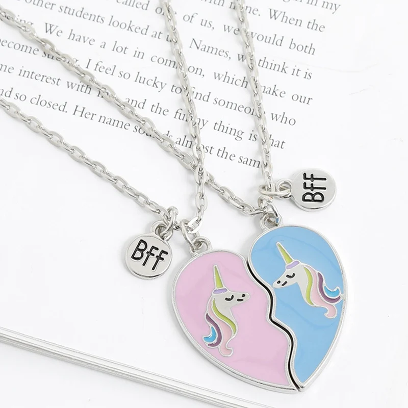 Подарок на день рождения для лучшего друга сестры сердце ожерелье BFF единорог