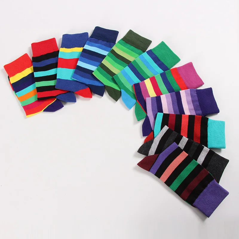 Красочные смешные хлопковые полосатые парные носки в арт-стиле новинка