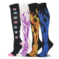 1 pair new leg support stretch compression stockings outdoor sport flame nylon prevent varicose veins and relieve muscle fatigue