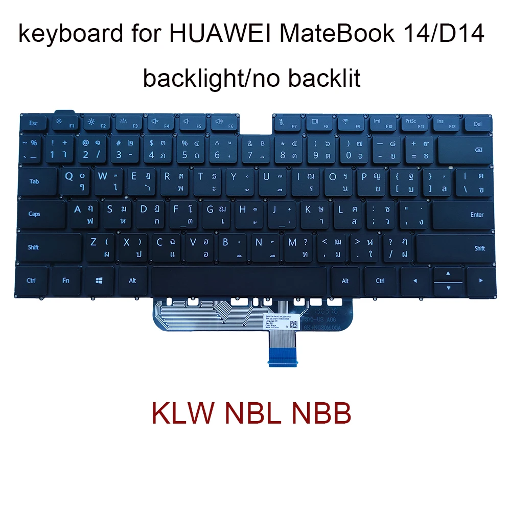 

New Backlit keyboard for Huawei MateBook D 14 NBL-WAQ9RP WAQ9L WAQ9R KLW-W19 W29 W09 Thai Thailand notebook computer keyboards