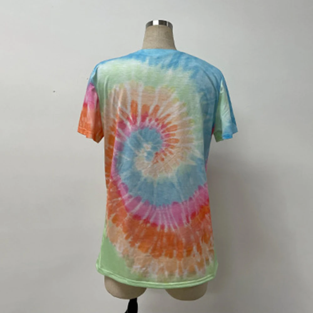 

Summer Tie dye Woman tshirts Short Sleeve Fashion Casual O neck animal Print t shirt Top femme tops women 2021 t-shirt Clothes