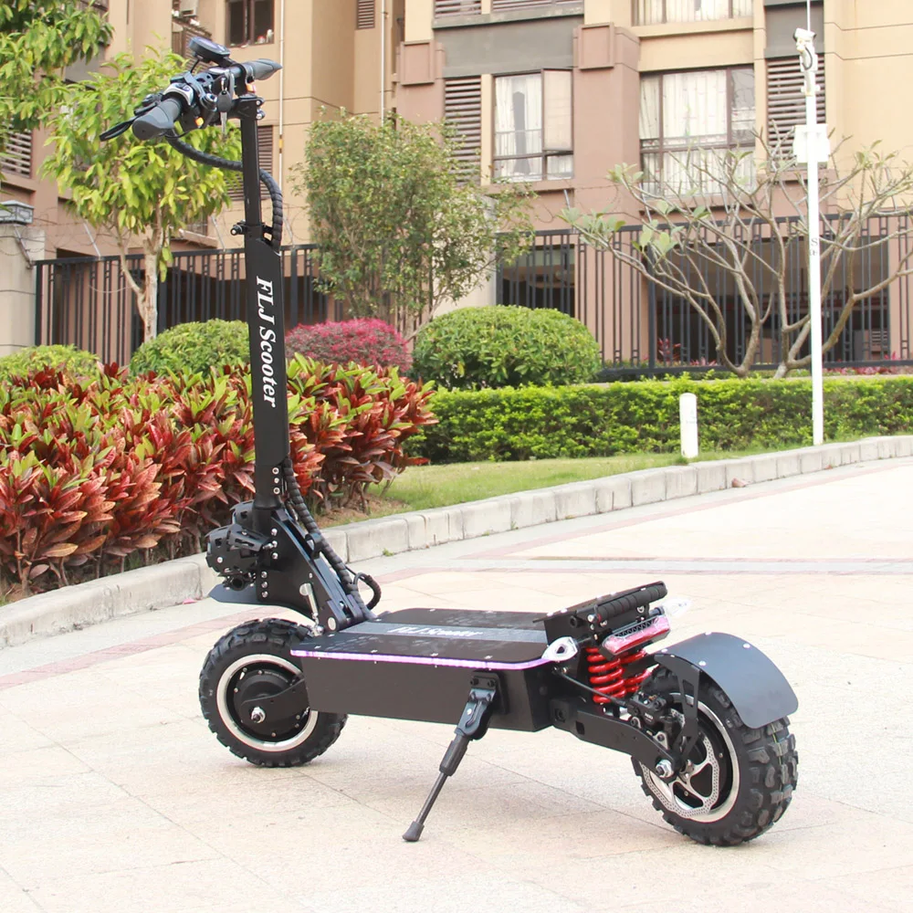 Günstig FLJ 6000W Elektrische Roller Mit Dual Motor Motoren 11 Zoll Off Road Doppel Stick Top Leistungsstarke Neue Kickscooter
