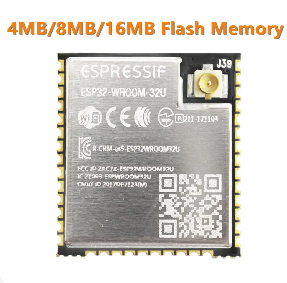 ESP32-WROOM-32U 4 МБ 8 Мб 16 Мб флэш-памяти Wi-Fi+ BT+ BLE ESP32 модуль IPEX антенный разъем Espressif