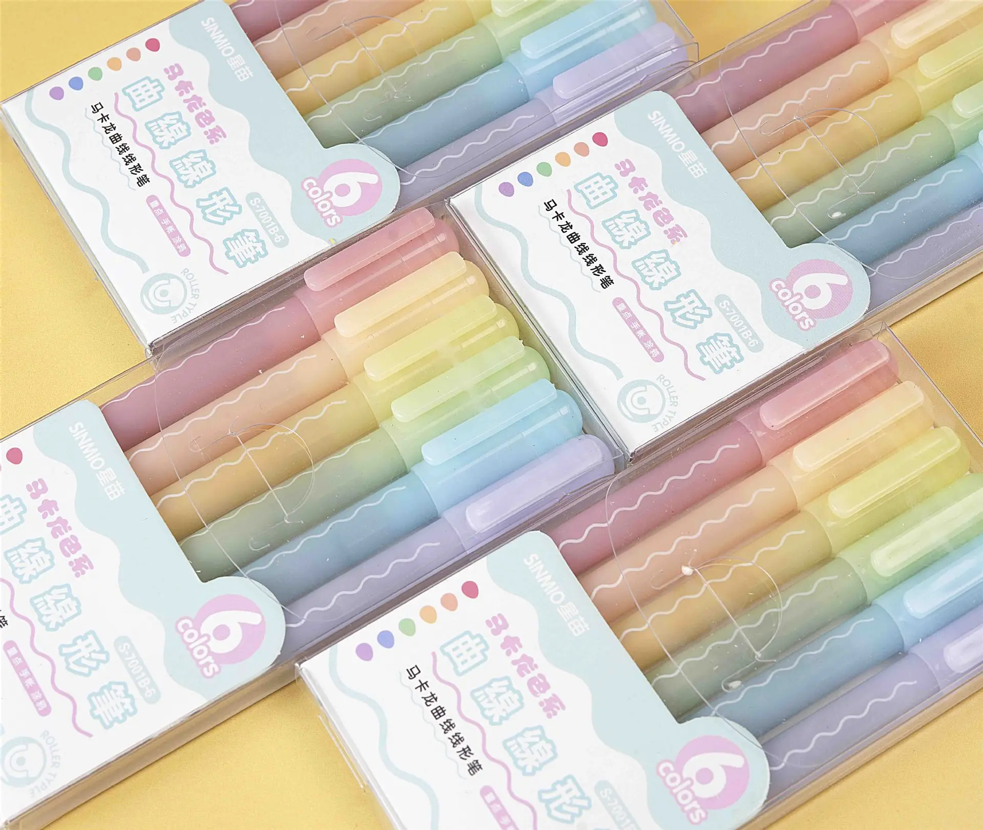 

6 pack macaron gel pen set transparent body water-based ink lining drawing stationery school art