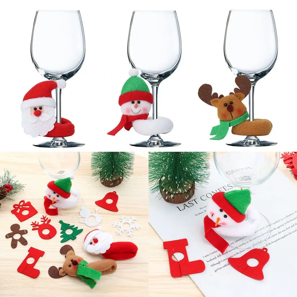 

Подвески в виде снеговика, подвески в виде Санта-Клауса, украшение для стола, рождественские украшения для чашки, кольца, подвески для бокал...