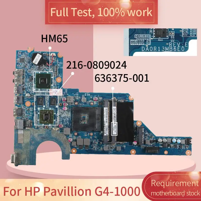 Placa-mãe para Computador Portátil Dar13mb6e1 Notebook hp Pavillion Wireless g6 g7 Placa Principal 650199001 636375-001 Hm65 Placa-mãe para notebook
