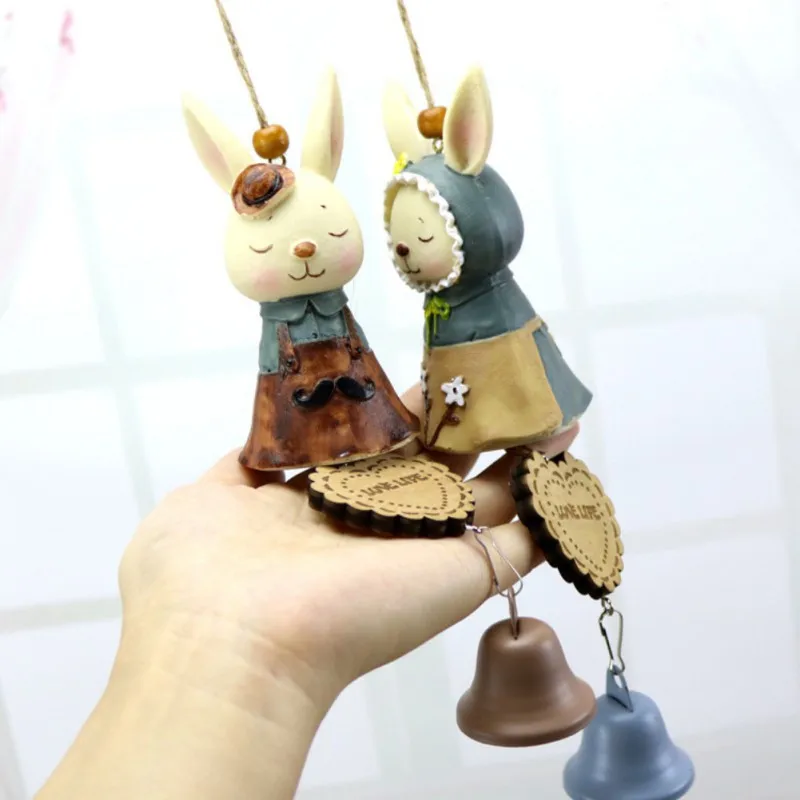 Cartoon Mr. Rabbit Pendant Cute Resin Wind Chime With Metal Bell Crafts Anime Toy Gifts Car Outdoor Decor | Дом и сад