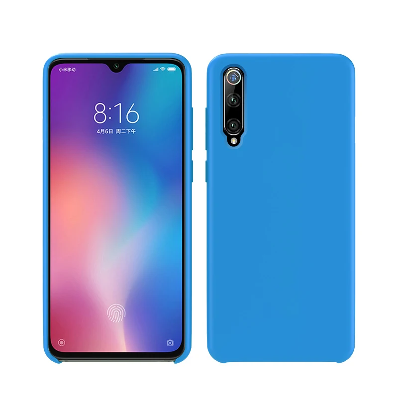 Для Xiaomi mi 9 чехол для телефона Жидкая силиконовая задняя крышка защитный чехол для Xiaomi mi 9 8 для Red mi Note 8 7 Pro защитный чехол - Цвет: Light Blue