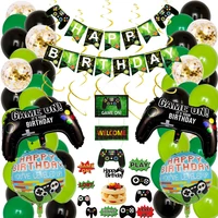boy game theme birthday party decoration gamepad aluminum foil balloon cake top hat banner party party player supplies