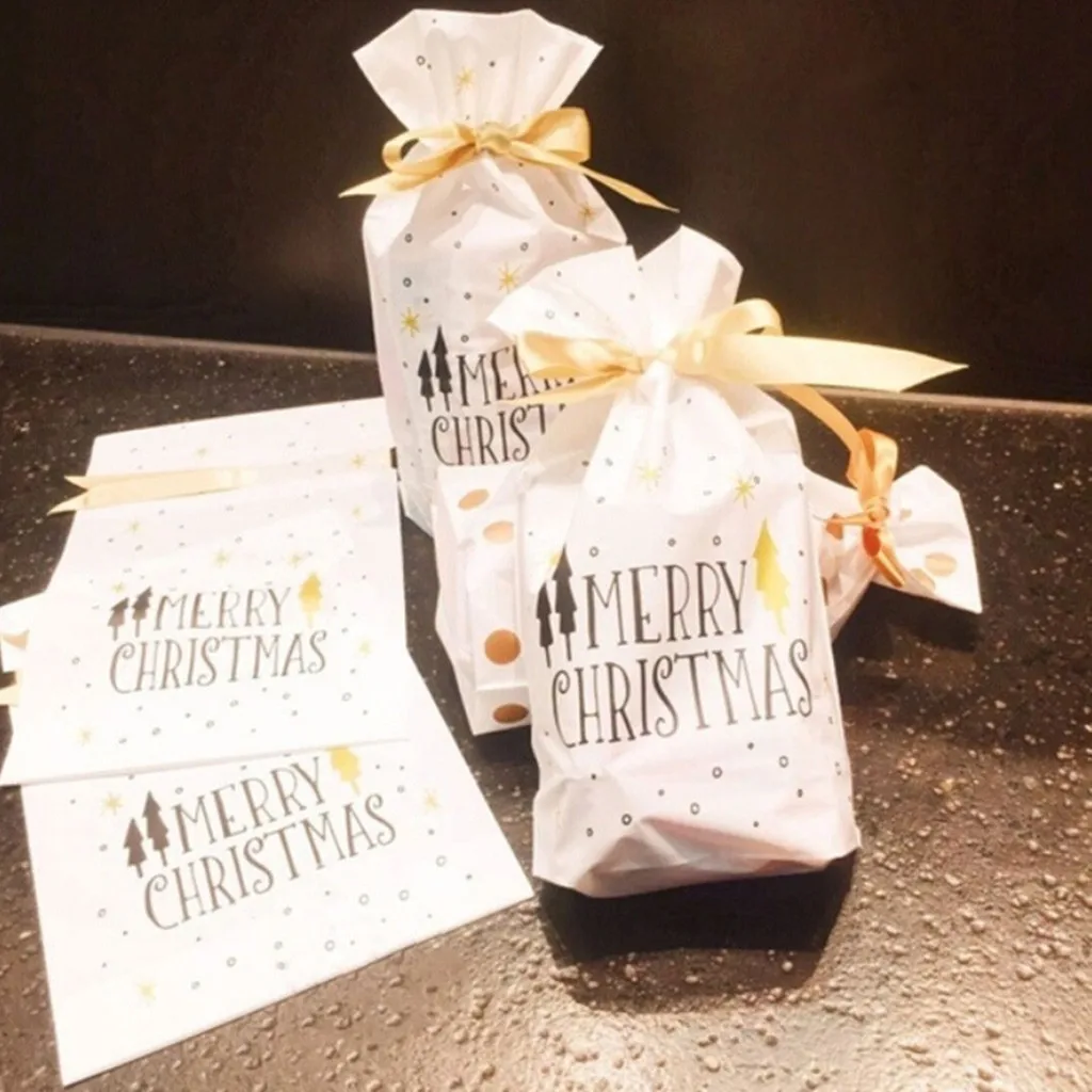 50 шт конфеты сумки белого и золотистого цветов Рождественская елка