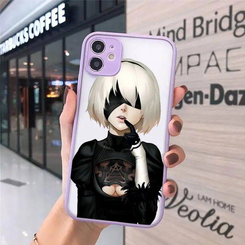 

Anime Nier Automata 2b Phone Case Matte Transparent for iPhone 7 8 11 12 s mini pro X XS XR MAX Plus cover funda