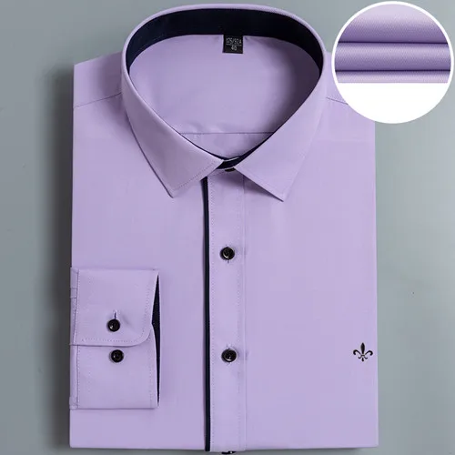 Модная блузка Dudalina Camisa Social Masculina с длинным рукавом, приталенная рубашка в полоску, мужская одежда с цветочным принтом, белая мужская холодная - Цвет: PM1901-3PURPLE