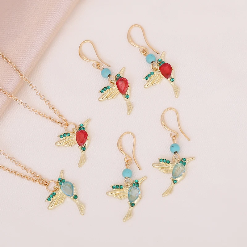 

2021 New Multicolor Bird Set Pendant Necklace For Women Trendy Fashion Jewelry