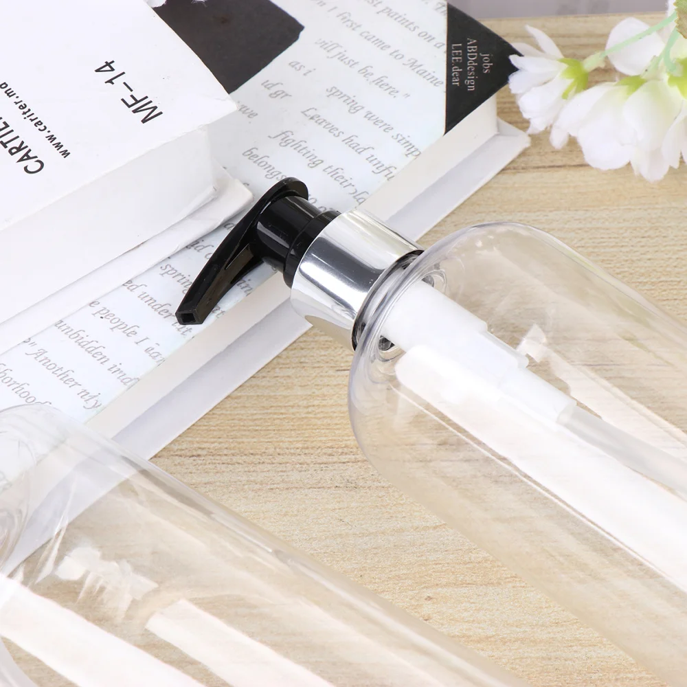 

3PCS 500ml Transparent Shower Press Pump Bottle Empty Subpackaging Bottle Round Shoulder Bottle Reusable Soap Hand Sanitizer