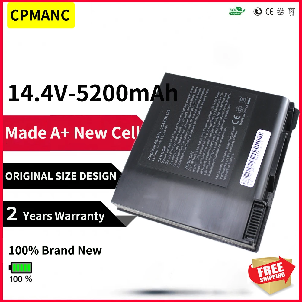

CPMANC 8cell 5200mAh 14.4V A42-G74 Laptop Battery For Asus G74 G74J G74JH G74S G74SW G74SX Series ICR18650-26F LC42SD128