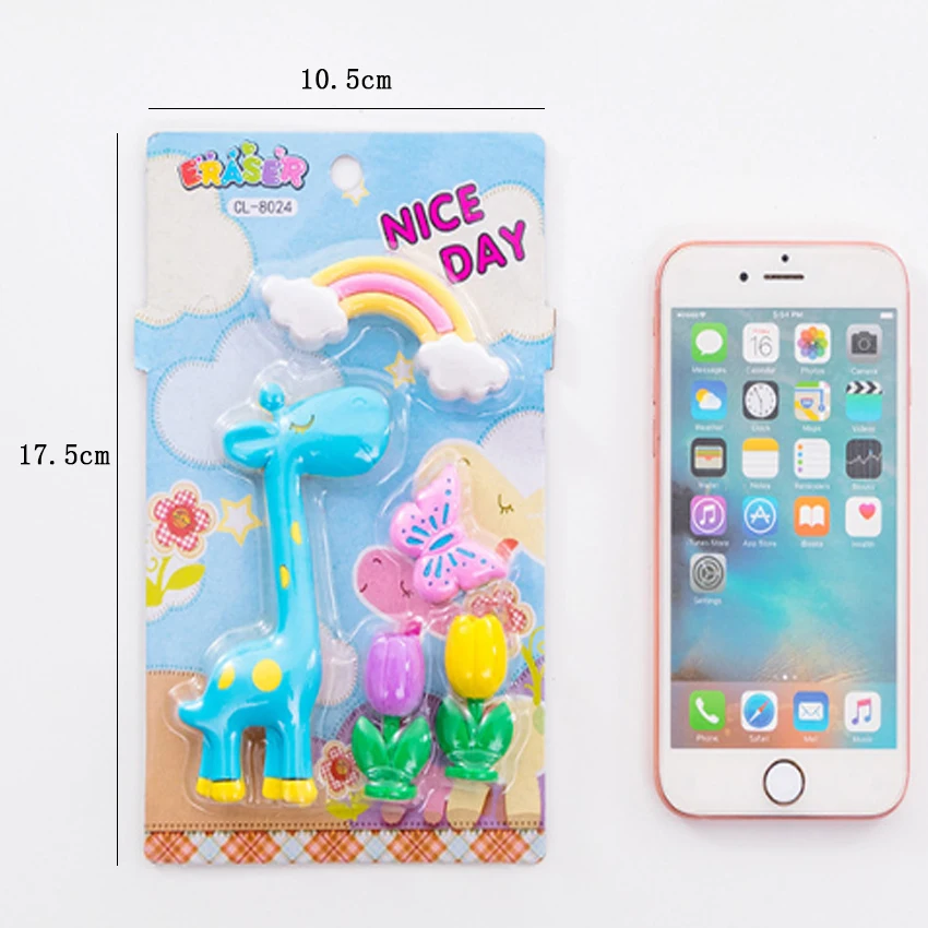 5 шт./упак. мультфильм Корейский Стиль Жираф Радужный ластик с цветами милые