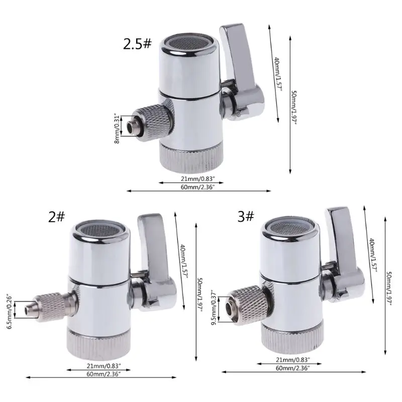 

Faucet Adapter Diverter Valve Counter Top Water Filter Faucet Diverter Valve Ro System 1/4" 2.5/8" 3/8" Tube Connector