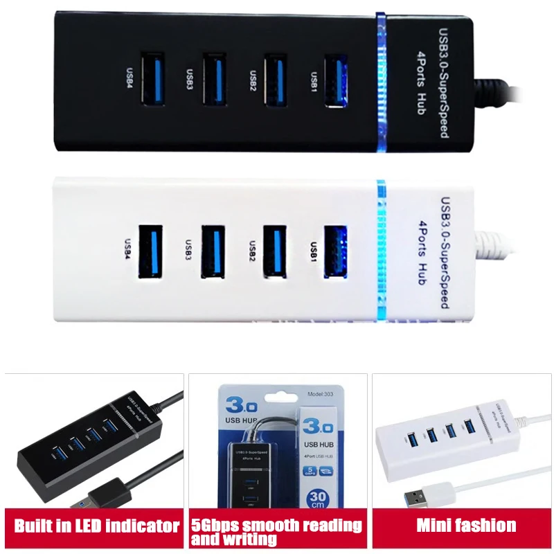 

Черный Высокоскоростной 4-портовый разветвитель USB 3,0 для ПК, ноутбука, высокоскоростного компьютера MC889