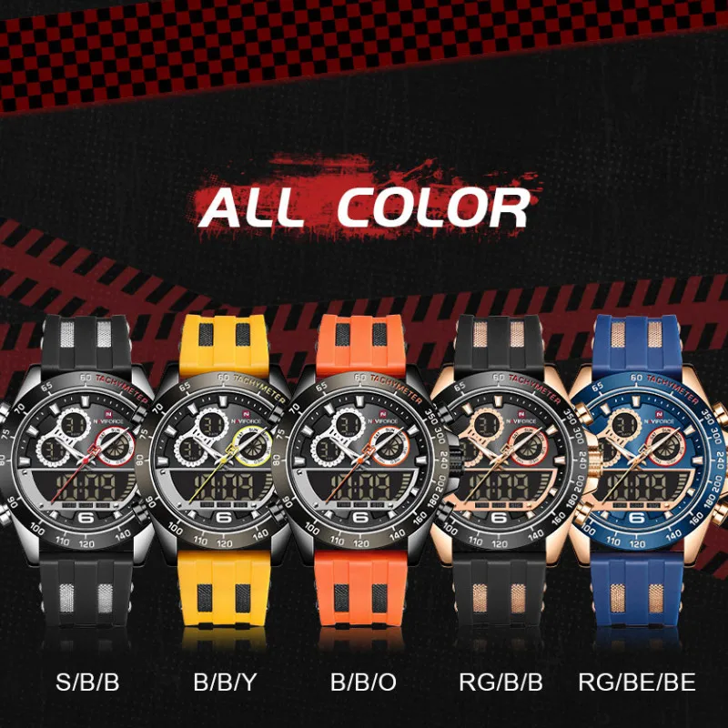 

NAVIFORCE Business Brand Luxury Whatches For men Military Sport Warterproof Man watch Dual Disply Male Clock Relogio Masculino