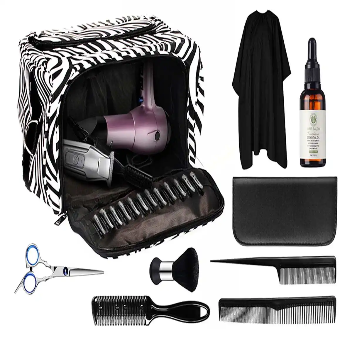 

Professional Scissor Hairdressing Zebra Carrying Bag Large Capacity Hair Styling Tool Storage Organizer Handbag Shoulder Bag