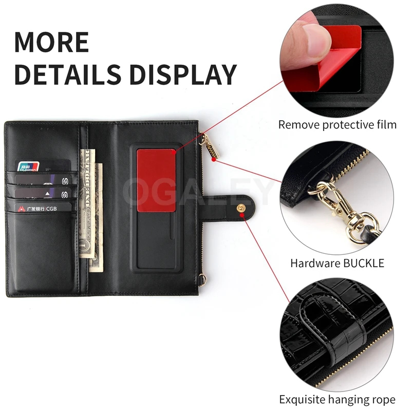 

For iPhone 13 12 11 Pro Max For Samsung A51 Xiaomi Poco X3 Pro F3 Case Universal Phone Wallet Crossbody Handbag Purse Zipper Bag
