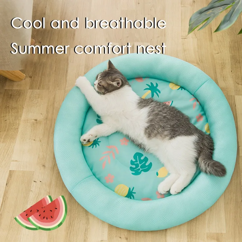 

Pet Summer Cat Cooling Blanket Cushion Breathable Cat Litter Donuts Teddy Chihuahua Kennel Ice Pad Pet Supplies Ice Silk Cool