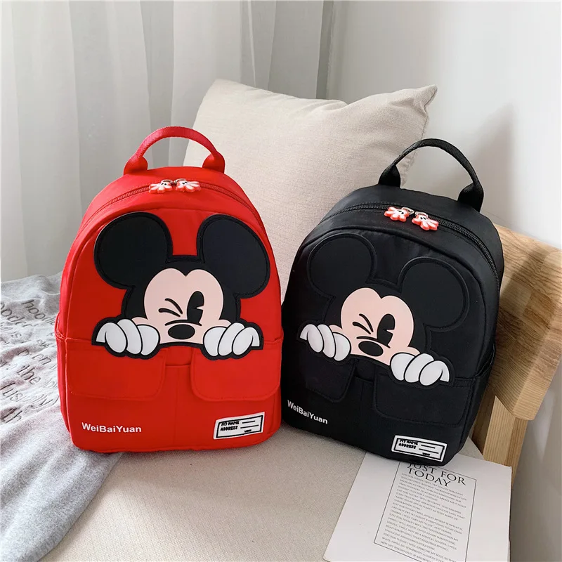 

Детский Школьный рюкзак Disney, Микки Маус, мультяшный рюкзак для мальчиков и девочек, милый дорожный ранец