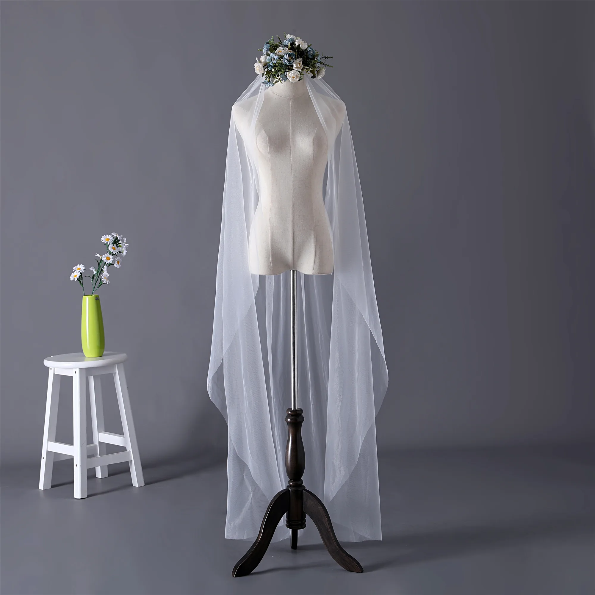 Erosebridal Новое поступление собора 3 ярда невесты вуаль жемчужина и Кристалл бисером Вуаль свадебная белая длинная вуаль Индивидуальный размер
