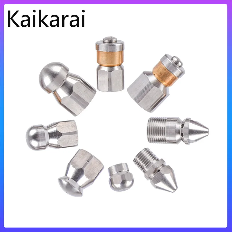 

1/4 Stainless Steel Pressure Washer Jetter Nozzle BSP Female Rotary Sewer Cleaning Nozzle Pipe Drain Washing Tools Head