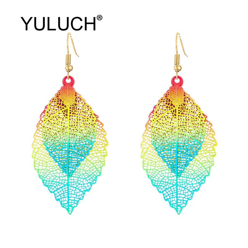 YULUCH этнические Многослойные Полые Металлические двухслойные длинные серьги с