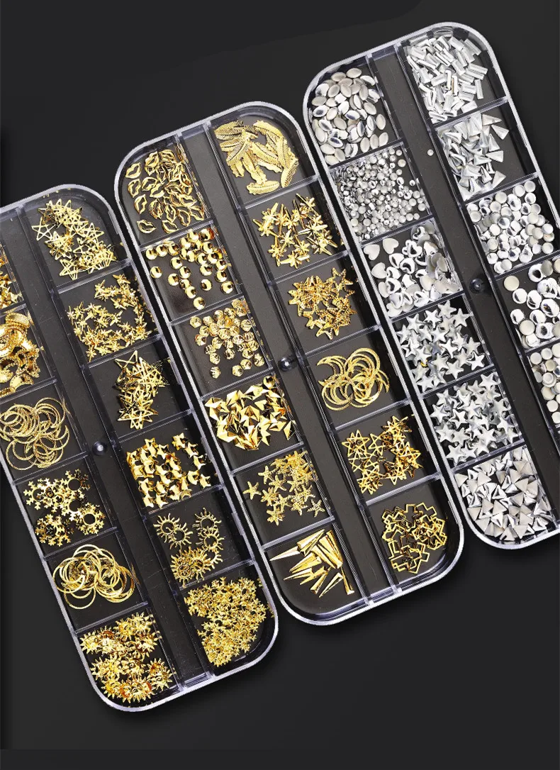 1 Box 3D Nail Art Decorations Design For DIY Alloy Rhinestones Mix All for Manicure Tips | Красота и здоровье