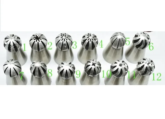 12pcs set style(A) Русский трубопровод советы Обледенение Трубопроводы Советы Набор различные дизайн украшения торта принадлежности сопла муфта трубопровод мешок Кондитерские инструменты - Цвет: 12pcs set style(A)